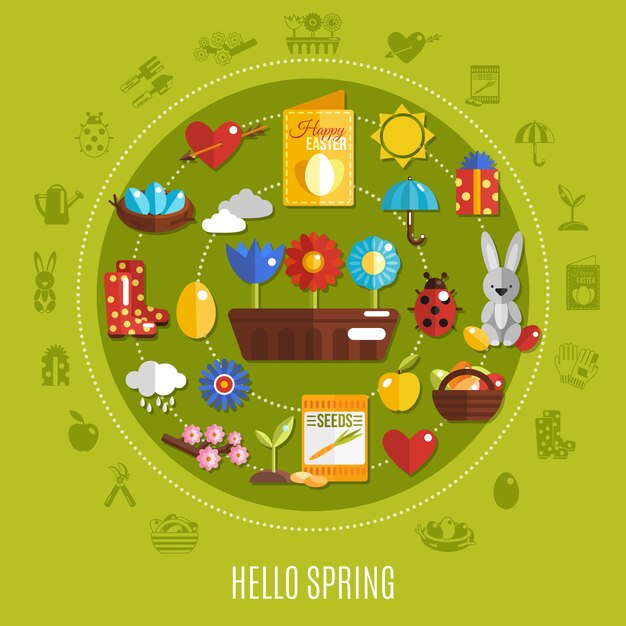 Concepto plano de primavera Pascua