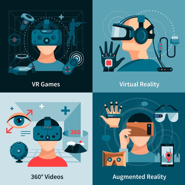 Concepto plano de realidad virtual