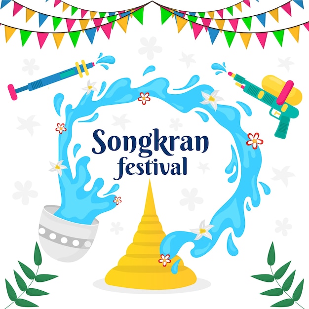 Vector gratuito concepto plano de songkran