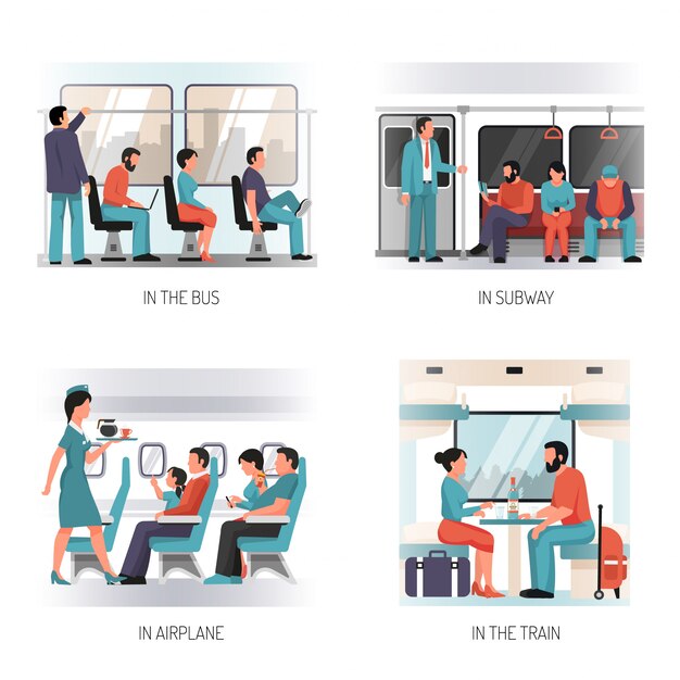 Concepto plano de transporte de personas