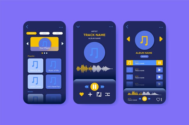 Concepto de plantilla de aplicación de reproductor de música