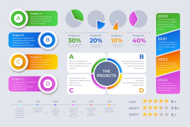 Concepto de plantilla de colección de elementos de infografía