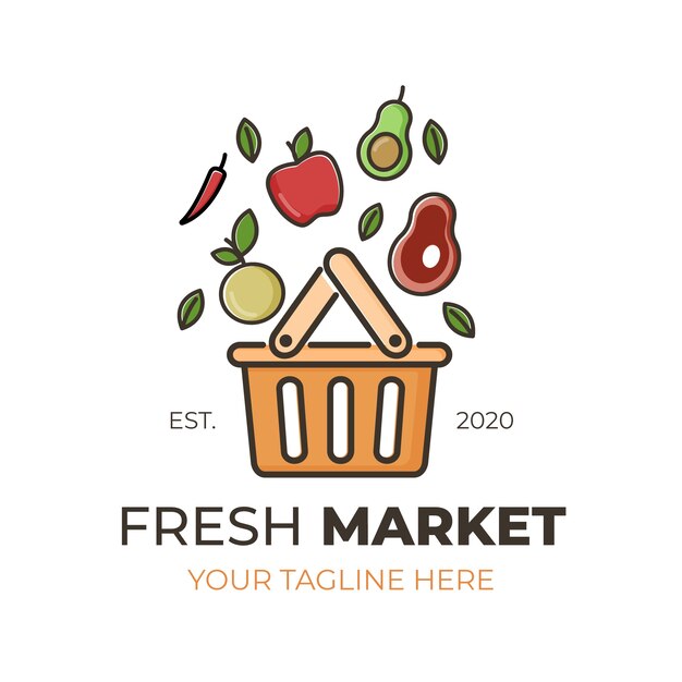 Concepto de plantilla de colección de logo de mercado