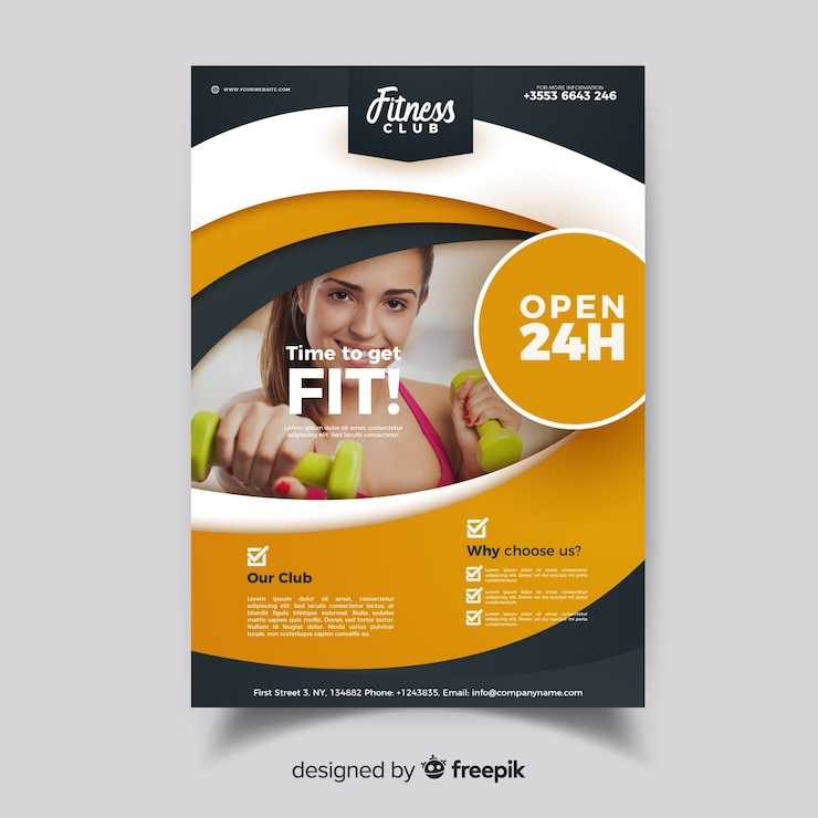 Vector gratuito concepto de plantilla de flyer creativo de fitness