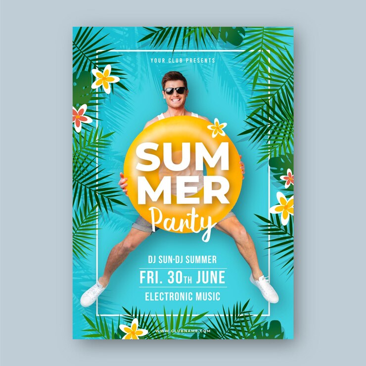 Vector gratuito concepto de plantilla de flyer de fiesta de verano