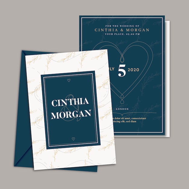 Concepto de plantilla de invitación de boda floral