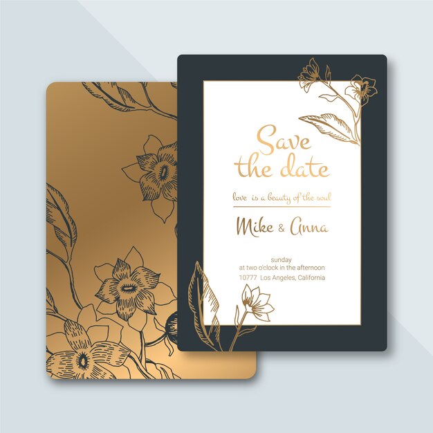 Concepto de plantilla de invitación de boda de lujo