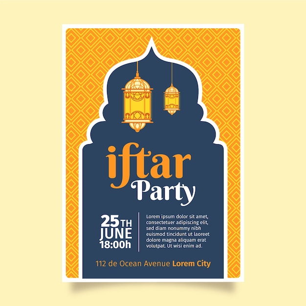 Vector gratuito concepto de plantilla de invitación de iftar