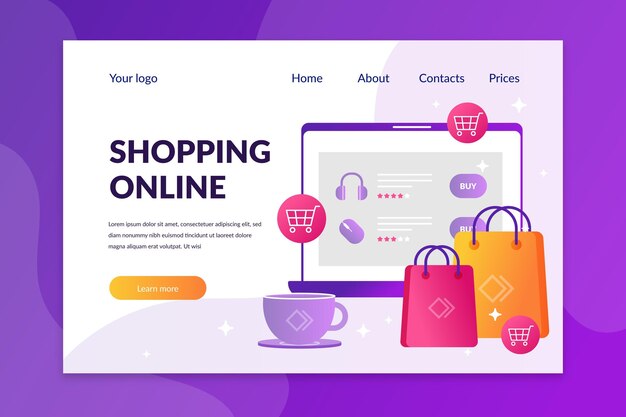 Concepto de plantilla de página de destino de compras en línea