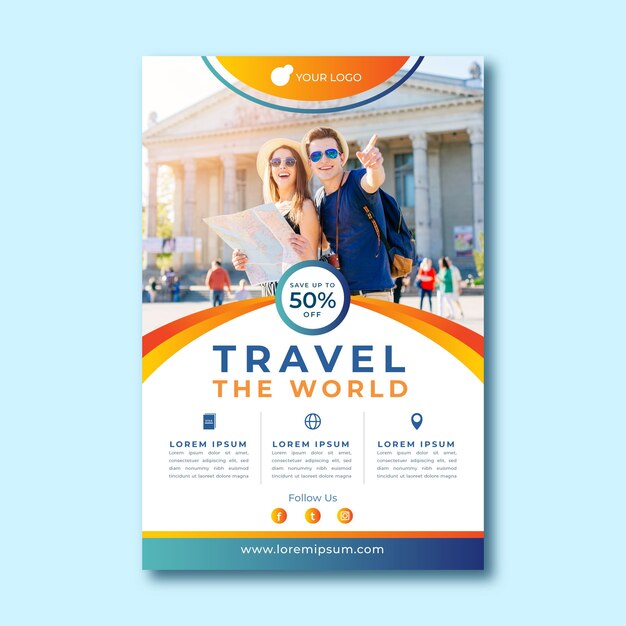 Concepto de plantilla de póster de viaje