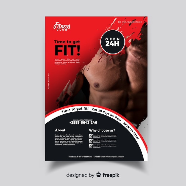 Concepto de plantilla profesional de flyer de fitness