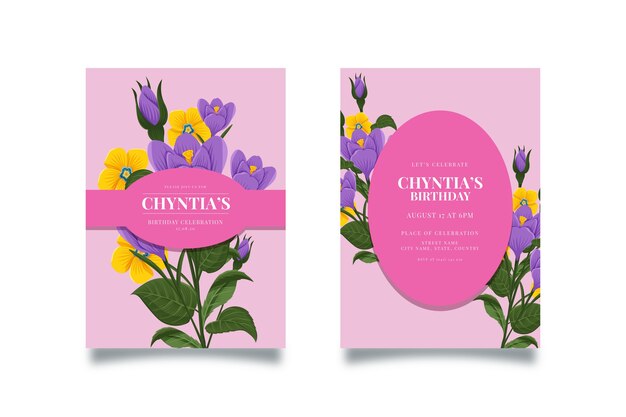 Concepto de plantilla de tarjeta de cumpleaños floral