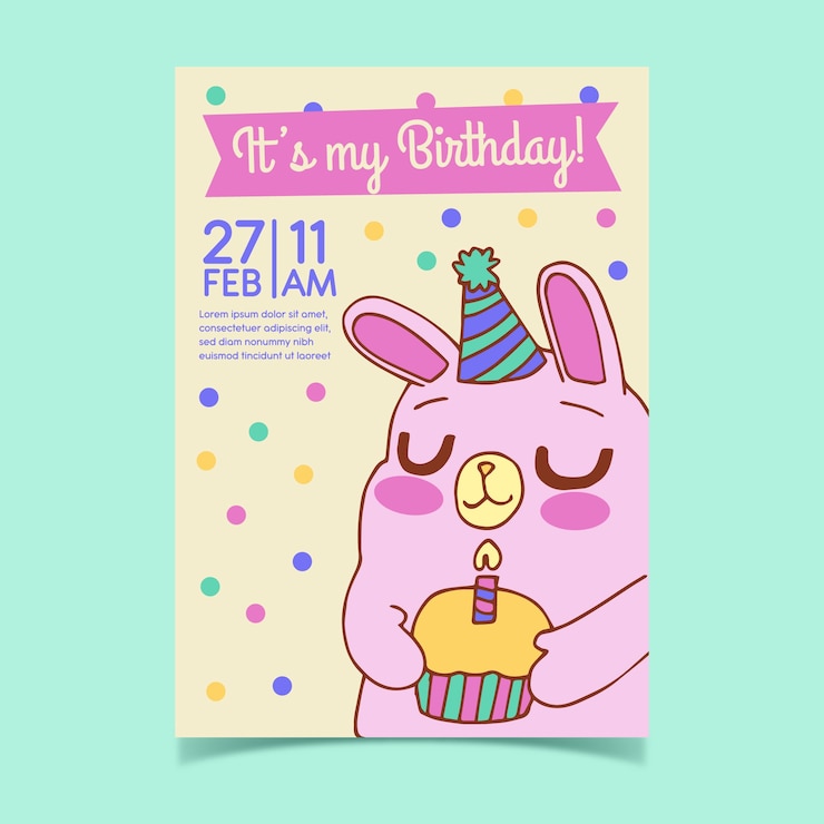 Vector gratuito concepto de plantilla de tarjeta de cumpleaños para niños