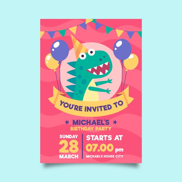 Concepto de plantilla de tarjeta de cumpleaños para niños