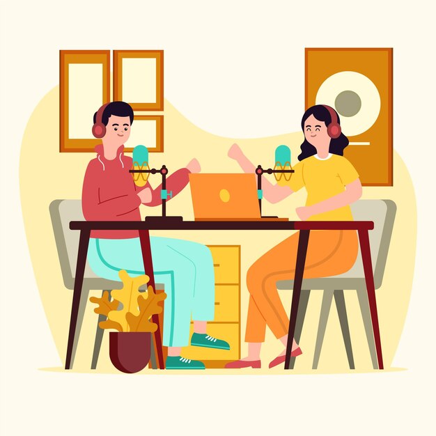 Concepto de podcast con personas