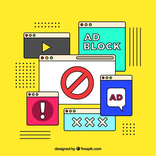Concepto popup de bloque de anuncios en estilo plano