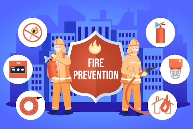 Concepto de prevención de incendios de diseño plano dibujado a mano