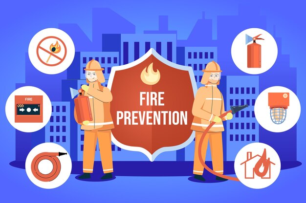 Concepto de prevención de incendios de diseño plano dibujado a mano