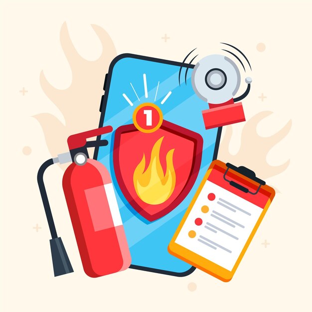 Concepto de prevención de incendios de diseño plano