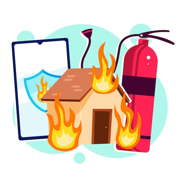 Concepto de prevención de incendios de diseño plano