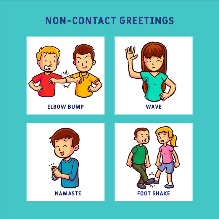 Vector gratuito concepto de prevención de saludos sin contacto