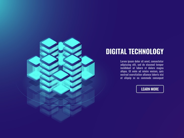 Vector gratuito concepto de procesamiento bigdata, almacenamiento en la nube, almacenamiento de datos, icono de la base de datos