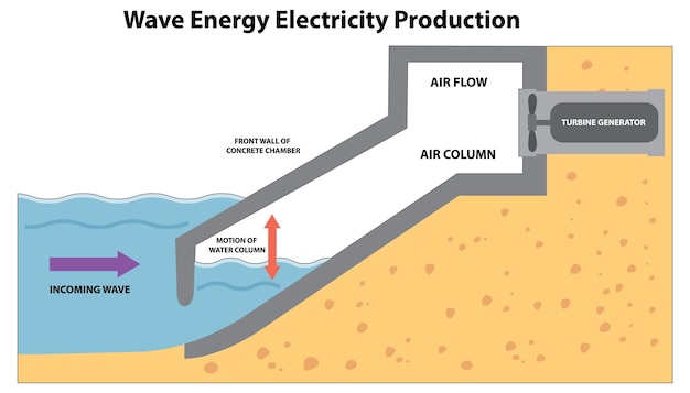 Vector gratuito concepto de producción de electricidad de energía de las olas