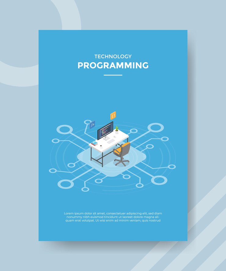 Vector gratuito concepto de programación para banner de plantilla y flyer con estilo isométrico