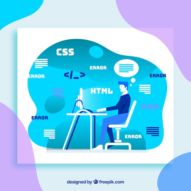 Concepto de programador con diseño plano
