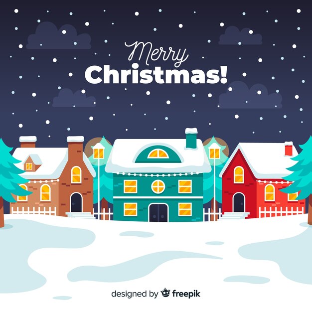 Concepto de pueblo navideño en diseño gordo