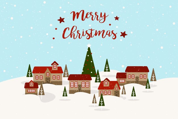 Concepto de pueblo navideño en diseño gordo