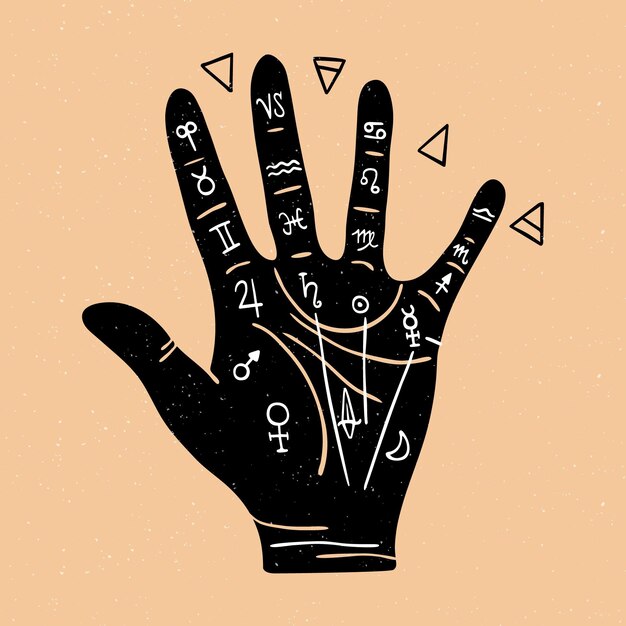Concepto de quiromancia con la mano