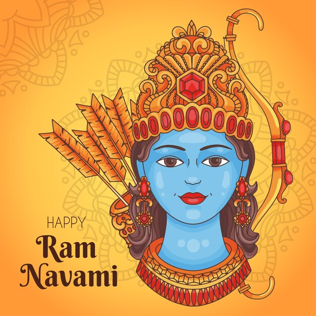Concepto de ram navami dibujado a mano