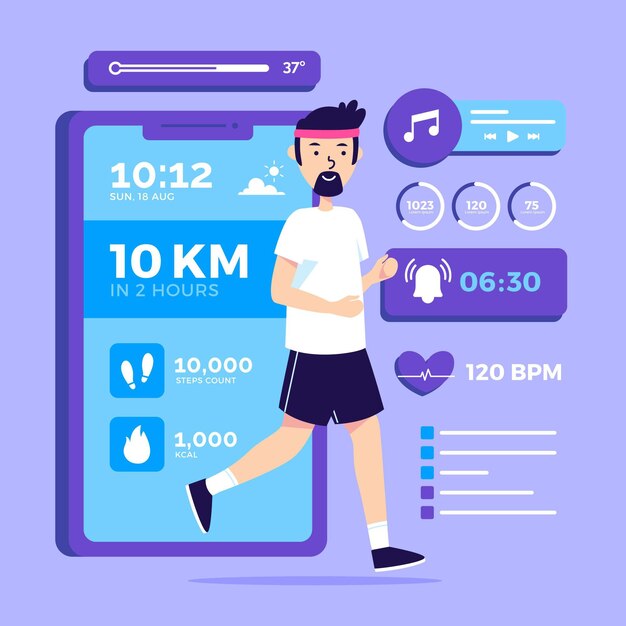 Concepto de rastreador de fitness de diseño plano
