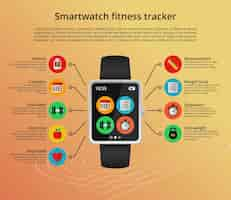 Vector gratuito concepto de rastreador de fitness smartwatch en estilo plano