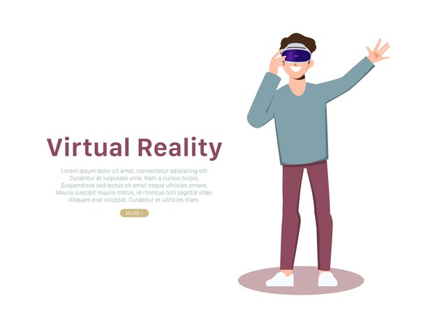 Concepto de realidad virtual con una mujer con gafas de ojos de realidad virtual