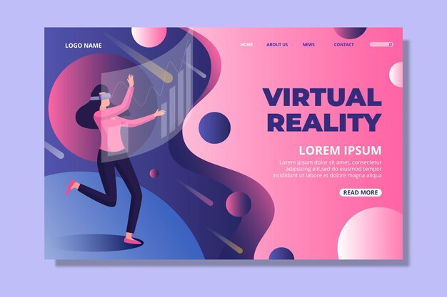 Concepto de realidad virtual - página de destino