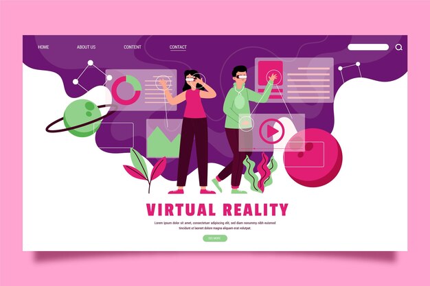 Concepto de realidad virtual - página de destino