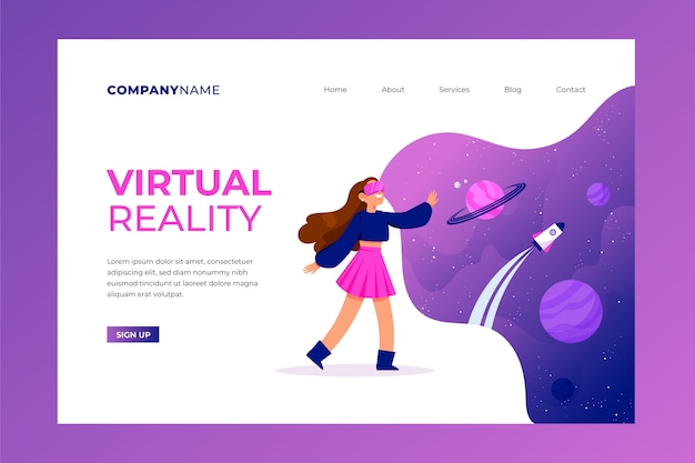 Concepto de realidad virtual - página de destino