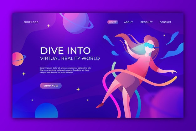 Concepto de realidad virtual - página de destino