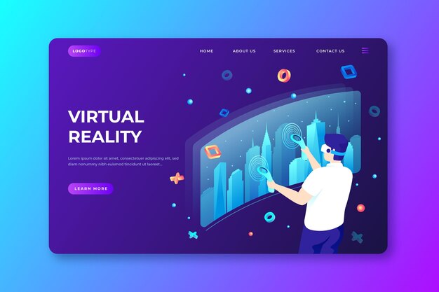 Concepto de realidad virtual - página de destino