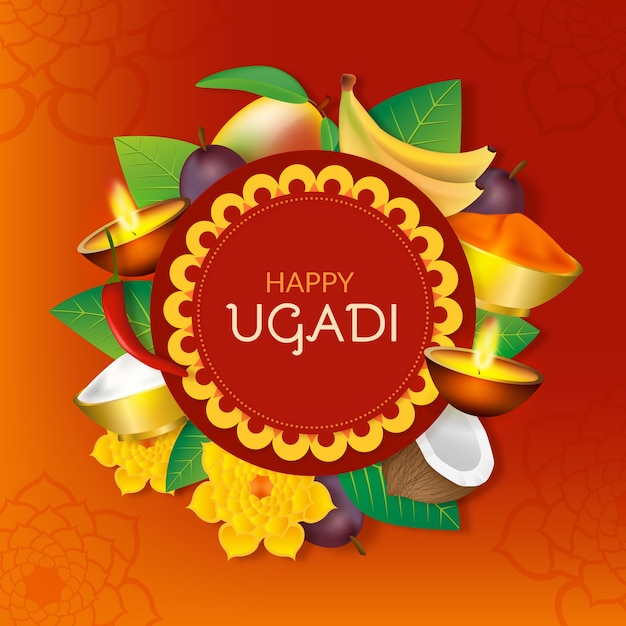 Vector gratuito concepto realista de ugadi