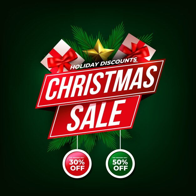 Concepto realista de venta de navidad