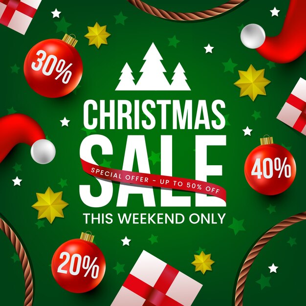 Concepto realista de venta de navidad