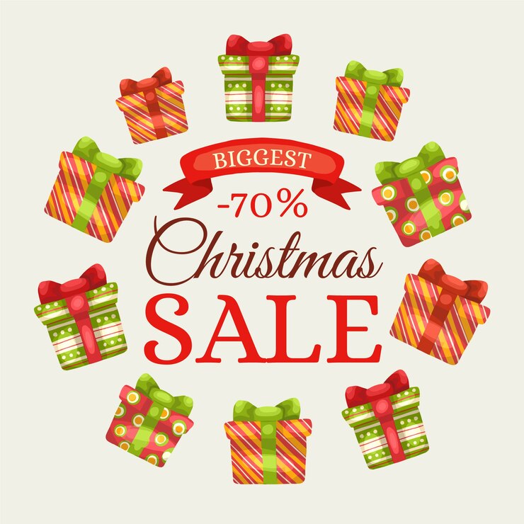 Vector gratuito concepto de rebajas de navidad dibujado a mano