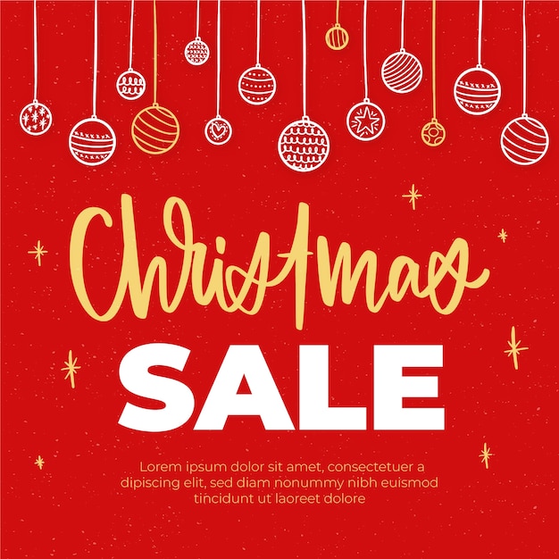 Concepto de rebajas de navidad dibujado a mano