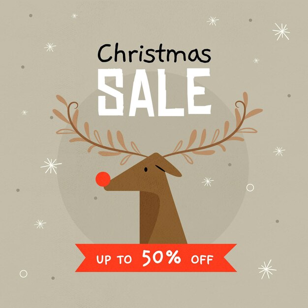 Concepto de rebajas de navidad dibujado a mano