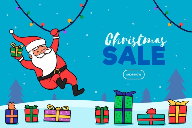 Concepto de rebajas de navidad dibujado a mano