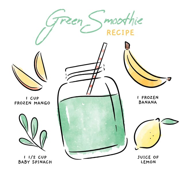 Concepto de receta de batido saludable