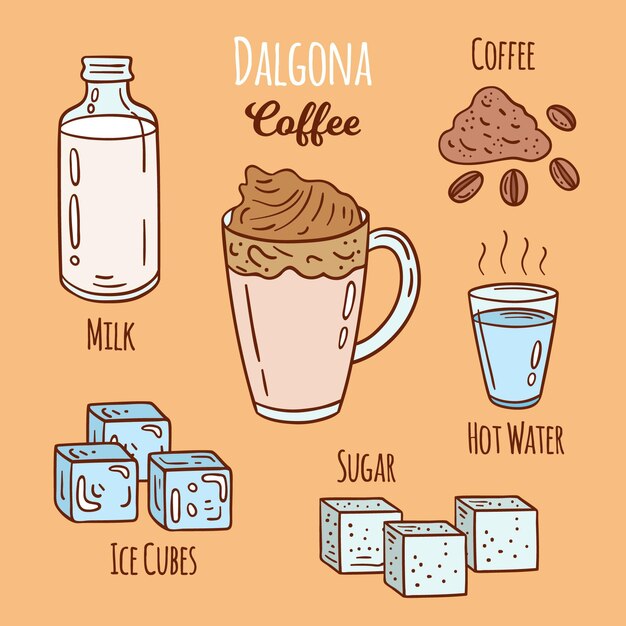 Concepto de receta de café Dalgona